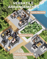 Oasbira Aluminum Outdoor Patio Furniture Set 4 Piece, Oversized Patio Conversation Sets Widened Armrest & Ultra-Thick Cushions, Deep Seating Modern Sectional Furniture for Backyard, Porch, White Oasbira