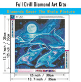CHWGLFGG 5D Diamond Art Kits for Adults Beginners, Dolphin Diamond Painting Kits, DIY Full Round Drill Paint by Diamonds Dot Gem Art for Adults, Home Wall Decor 13.7X 13.7 Inch CHWGLFGG
