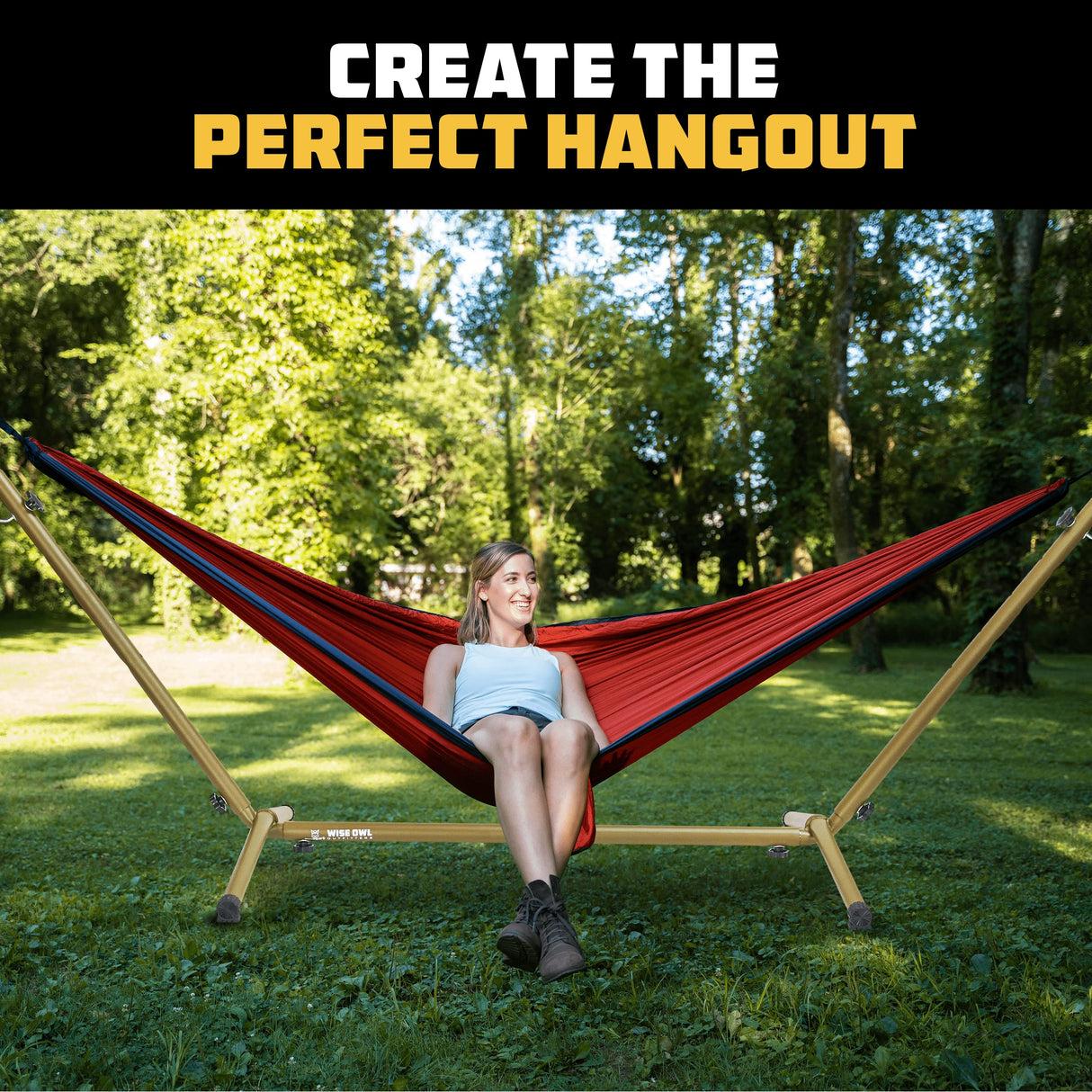 Wise Owl Outfitters Portable Hammock Stand, 106x42, 440lb Capacity - Sports & Outdoors Wise Owl Outfitters