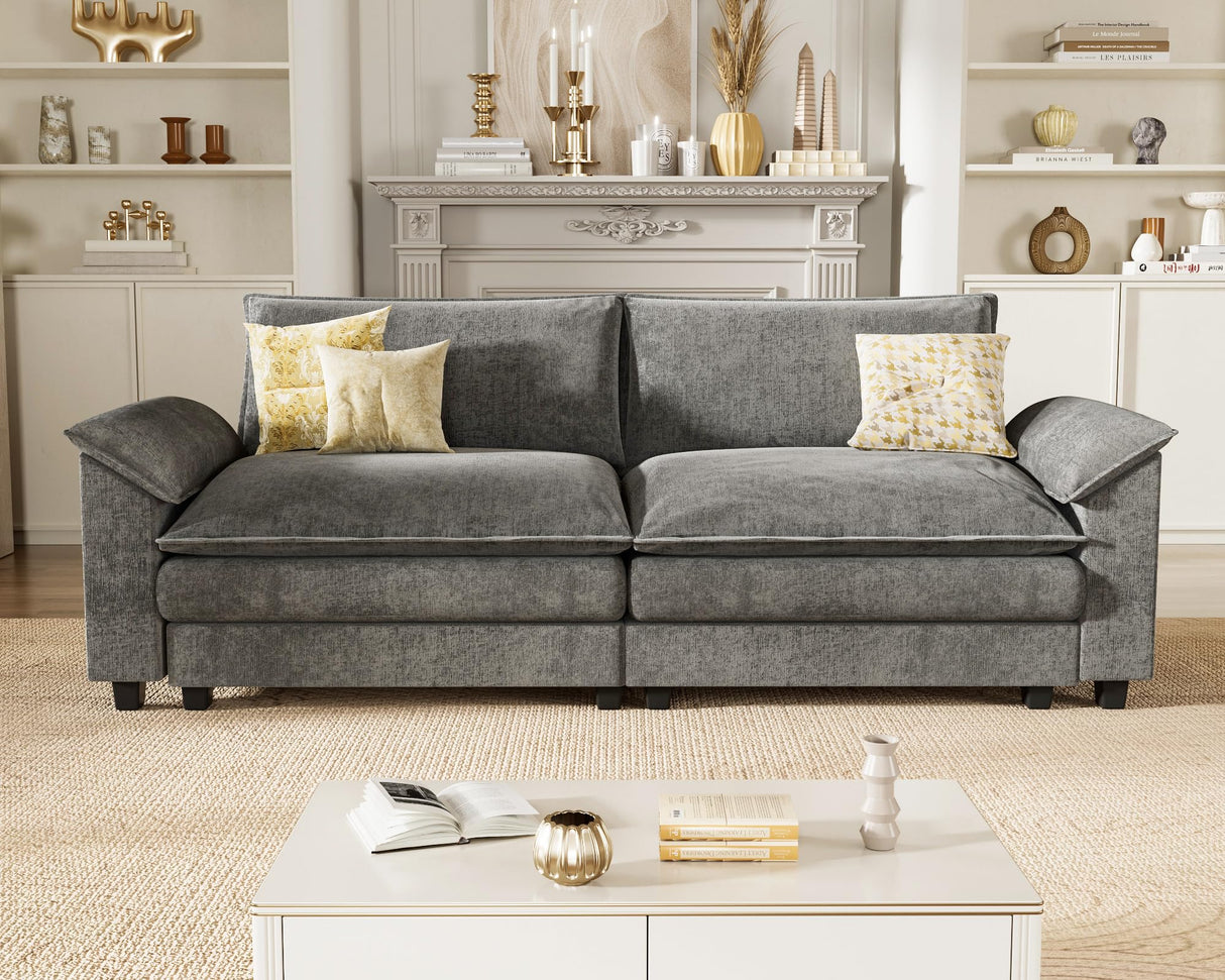 Homall 80" Modular Sectional Sofa, Loveseat Sofa Couch with Double-Layer Cushion, DIY Combination Chenille Deep 2-Seat Cloud Couch for Living Room, Apartment (Bright Grey, Loveseat Sofa) Homall