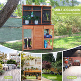 Outdoor Potting Bench,Wooden Potting Table with Metal Tabletop,Garden Work Bench with Drawer and Free Matching Storage Cabinet Shelf/Hooks for Backyard,Patio,Greenhouse (Black, 40 * 59 * 20in) Agitree