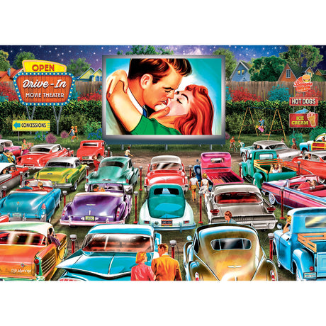RoseArt - Back to The Past - Drive in Date Night - 1000 Piece Jigsaw Puzzle for Adults RoseArt
