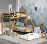 P'Kolino Casita House Twin Floor Bed - Montessori Inspired - Solid FSC Certified Solid Wood Floor Bed - Natural Wood P'Kolino