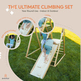 Avenlur 4-in-1 Juniper Outdoor Play Gym - Jungle Gym Playset with Baby Swing, Slide, Ladder, and Climbing Wall - Foldable Wooden Playset - Outdoor Jungle Gym for Kids Ages 18mo to 6yrs Avenlur