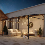 12’ x 14’ Gazebo, Outdoor Pergolas and Gazebos on Clearance, Hard Top Lean to Gazebo with Metal Frame, Pergola Wall Mounted Pergola with Sloped Roof for Patio, Decks, Backyard LuyFuitre