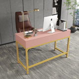 WESTREE Women Makeup Vanity Desk with 2 Drawers - Bedroom Home Office Desk, Wooden Height Monitor Stand & Storage Shelf Without Mirror, Pink Table Great Gift for Her WESTREE