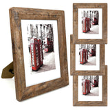 8x10 Picture Frames Set, Set of 4 Wooden Picture Frames Real Tempered Glass and Composite Wooden Rustic Rounded Corners Photo Display for Tabletop Wall Mount (Brown) SEEDLING PHOTO FRAME