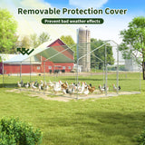 DAKITO Chicken Coop,Large Metal Chicken Run Pen,Walk in Chicken Coops for 6/10 Chickens,Double Door Chicken House with Waterproof & Anti-UV Cover for Backyard. (19.7x9.8x6.4 FT) DAKITO