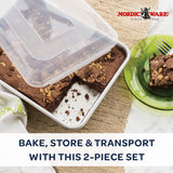 Nordic Ware Natural Aluminum Commercial Cake Pan with Lid, Rectangle Pan with Lid Silver, 9 x 13 Nordic Ware