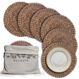 Round Woven Placemats Set of 6 (15 Inch) with Canvas Bag – Handwoven Water Hyacinth Table Mats, Boho Farmhouse Dining Decor, Heat Resistant Wicker Chargers by DECHUSE Dechuse