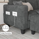 Couch for Living Room - Small Space Couches Sectional L-Shaped Sofa, 3 Seat Modern Couch, Sofas Convertible with Storage Ottoman for Small Space, Bedroom, Offices and Apartments - Grey Grzyhem