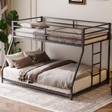Twin Over Full Bunk Beds, Floor Bunk Bed Twin Over Full Bunk Beds with Build in Ladder, Heavy Buty Bunk Bed/Twin Over Full Bunk Bed for Adults, Teens, Kids(Twin Over Full, Black) Bellemave