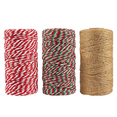 Resinta 3 Rolls 984 Feet Christmas Twine Cotton String Natural Jute Twine Wrapping DIY Arts Crafts Resinta