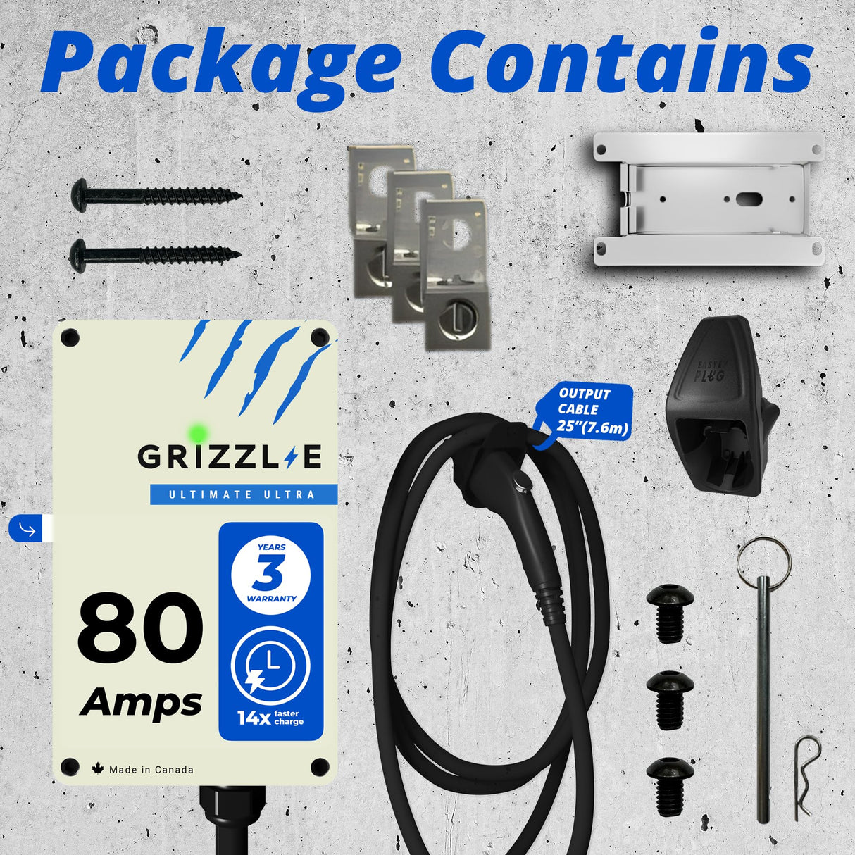 Grizzl-E Ultimate Level 2 Fastest 80A / 19.2 kW Electric Vehicle (EV) Charger, UL Tested and Certified, Metal Case, Indoor/Outdoor Electric Car Fast Charging Station, Hardwired, Ultra, J1772 Grizzl-E