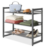 Whitmor Steel Mesh 3-Tier Shoe Rack, Gunmetal Gray Whitmor