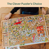 PLAYVIBE Rotating Jigsaw Puzzle Board with Drawers 1000 Piece – Puzzle Table with Cover, 4 Drawers, 22 1/4” x 30" – Wooden Puzzle Organizer – Puzzle Accessories PLAYVIBE