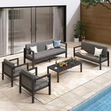 GARTOO Outdoor Aluminum Furniture Set - 5 Pieces Patio Conversation Sofa Sets with Upgraded Removable Cushion, Outside Sectional Sofas Sets with Coffee Table for Balcony, Backyard, Patio, Poolside GARTOO