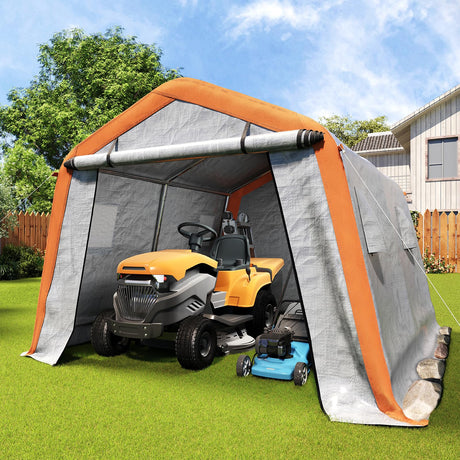 PaPaJet 10x12 FT Carport with Roll-up Door & 4 Vent Windows, Heavy Duty Carports, Portable Garage, Outside Storage, Outdoor Storage Shelter PaPaJet