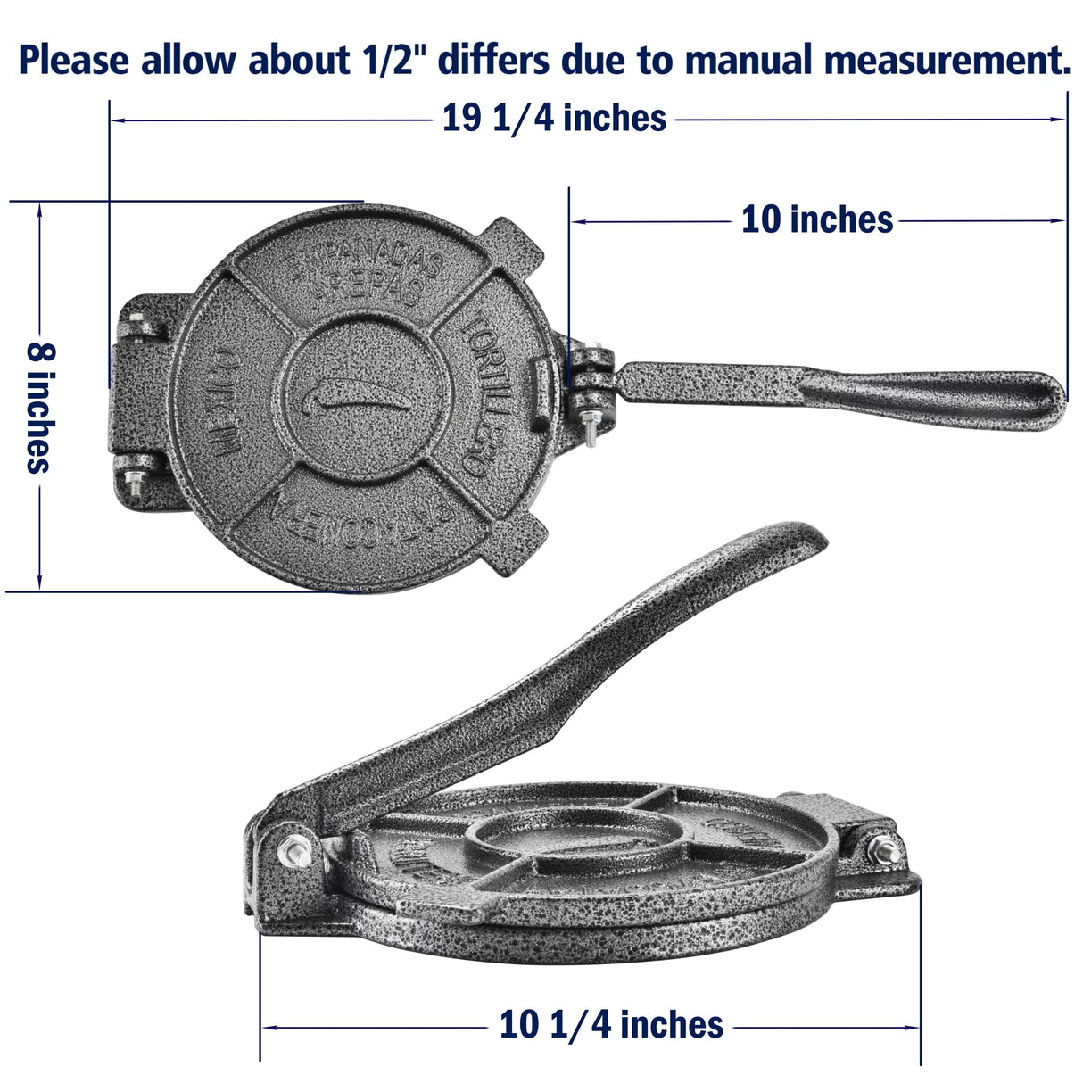 ARC Tortilla Press 8 inch, Cast Iron Tortilla Maker Include 100 Pcs Parchment Paper, Heavy Duty Tortillera Pataconera, Flour Tortilla Press, Roti Maker, Taco Maker, Taco Press, Black Gray ARC Advanced Royal Champion