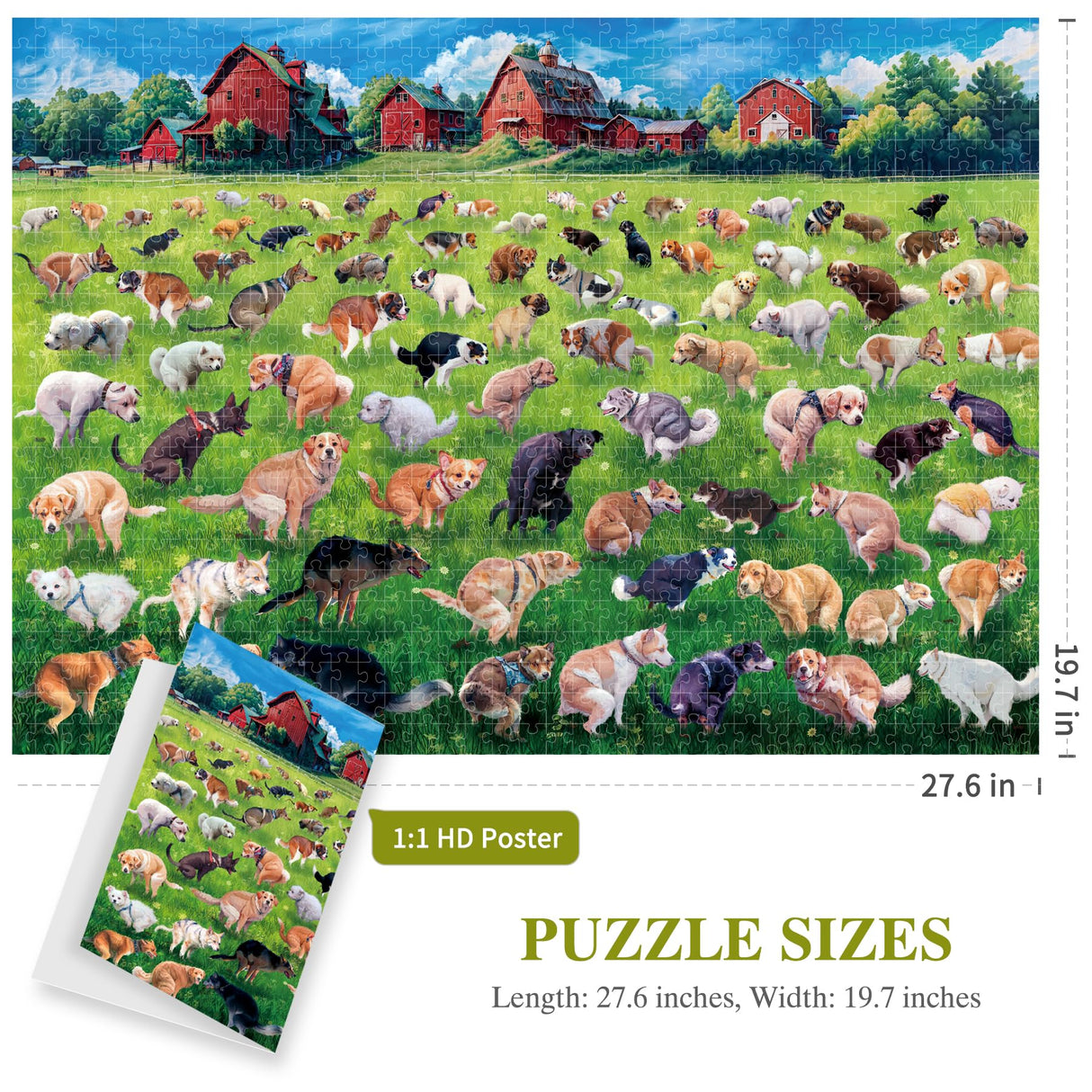 ALL4JIG Dog Pooping Fun Jigsaw Puzzles for Adults and Kids, 1000 Pieces, Christmas Secret Santa Gift, White Elephant Gifts for Dog Lovers, Number Partitioned for Easy Solving ALL4JIG