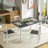 MU 5 Piece Dining Table Set for 4, Rectangular Wood Kitchen Table Chairs Set with Rubber Wood Legs, Space-Saving Farmhouse Dinette Set for Small Space, Dining Room, Apartment, Grey+White MU