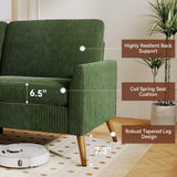 Vipbear 68" Loveseat Sofa - Green, Comfy Corduroy with Spring Cushion, Solid Wood Frame, Modern Deep Seat, Bedroom & Living Room, Office Small Couch Vipbear