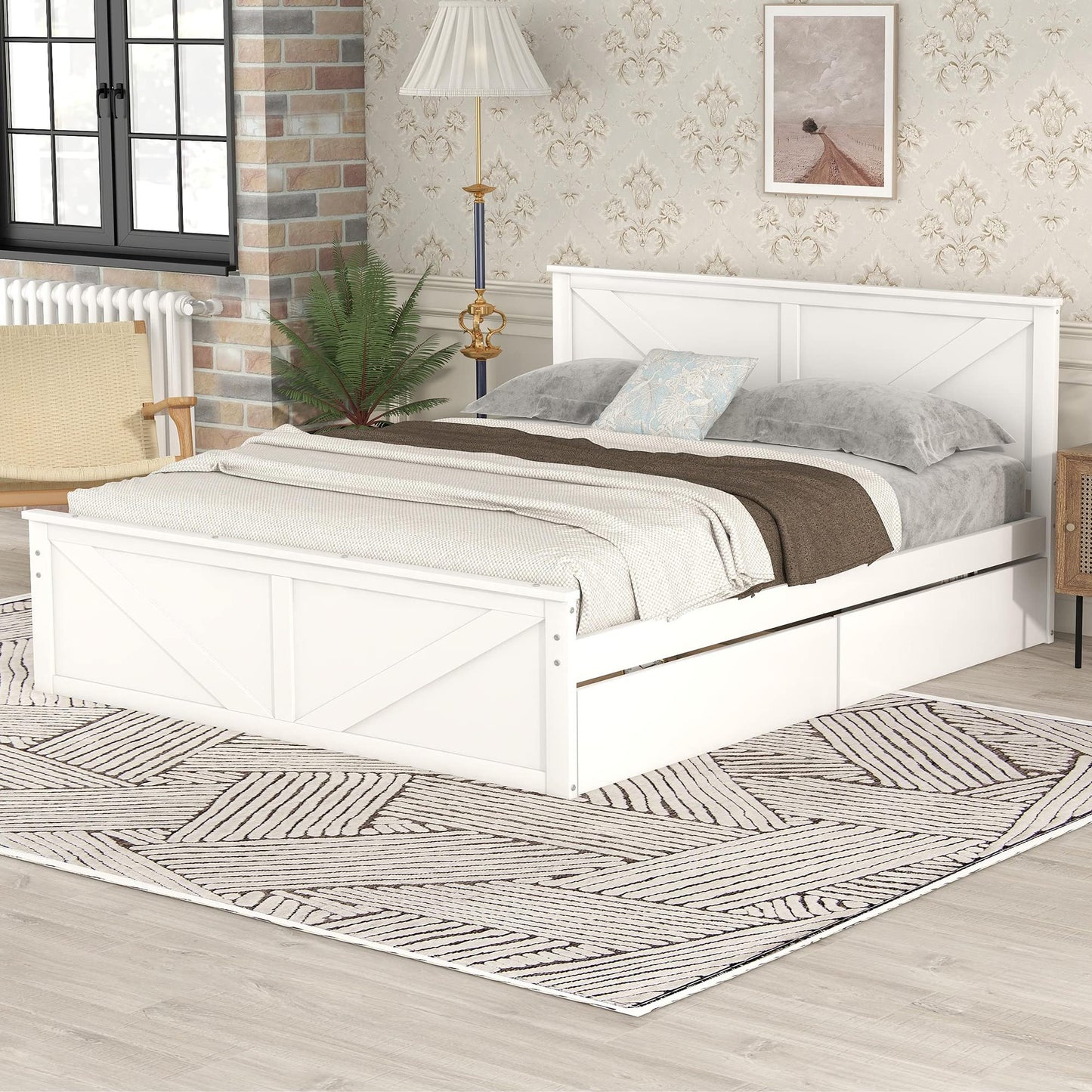 Queen Storage Bed by Harper & Bright Designs – Platform Bed with 4 Drawers and Solid Wood Frame - WoodArtSupply