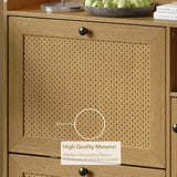 IDEALHOUSE Rattan Shoe Cabinet, Shoe Cabinets with 3 Flip Drawers, Free Standing Narrow Shoe Storage Organizer with Adjustable Shelves, Shoe Rack Cabinet for Entryway, Fence On Top, Natural IDEALHOUSE