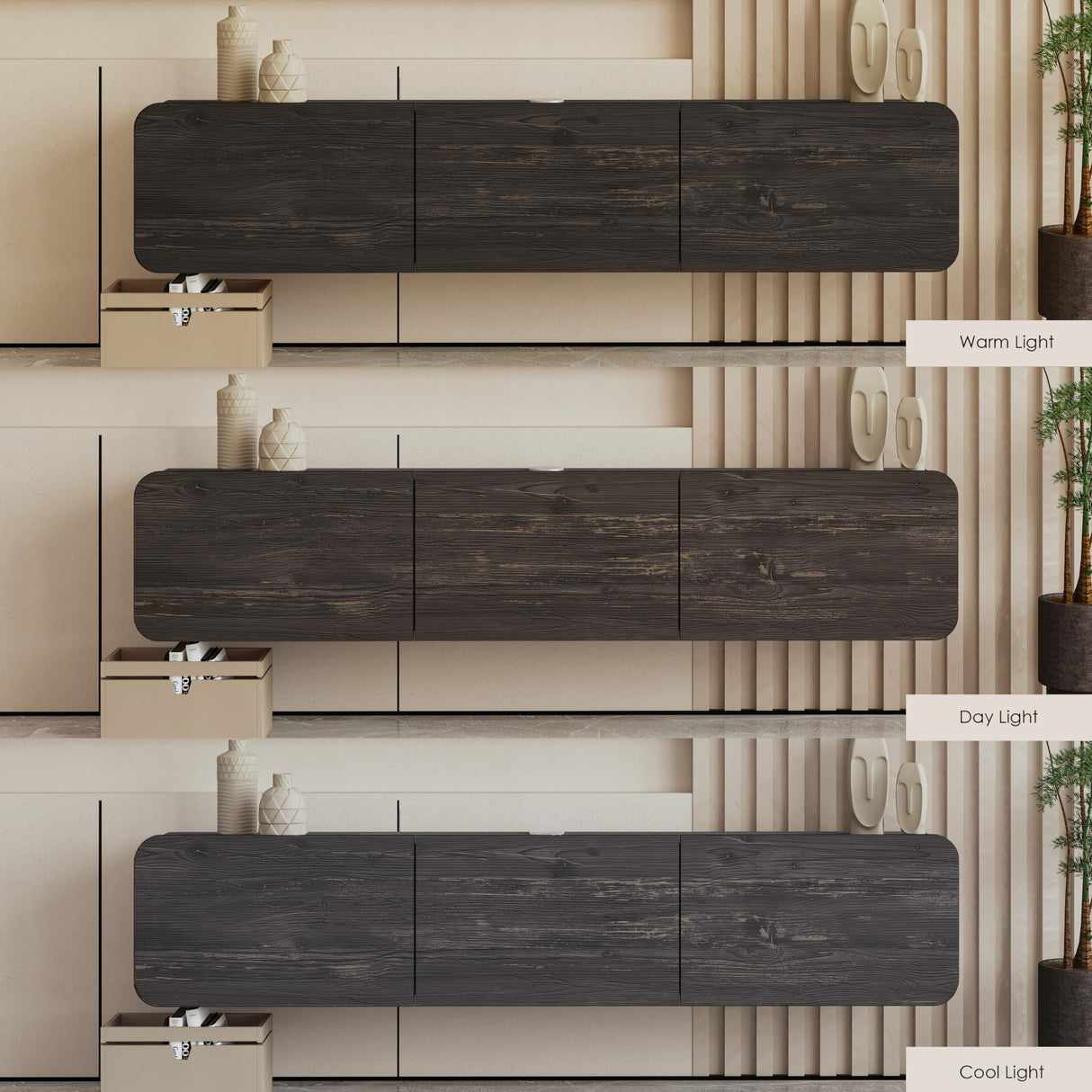 Atelier Mobili Floating Wall TV Stand, Floating Entertainment Center, Modern Floating Media Console, Floating TV Stand 65 inch for up to 80 inch TV and TV Stand Floating, Onesize, Black ATELIER MOBILI THE LEADER OF THE INTERCHANGEABLE FURNITURE