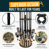 Rush Creek Creations 16-Rod Round Fishing Rod Holder for Garage, 360° Access Fishing Pole Holder for Fishing Rods, Reels, and Gear, Securely Holds 16 Rods, Camouflage Rush Creek Creations