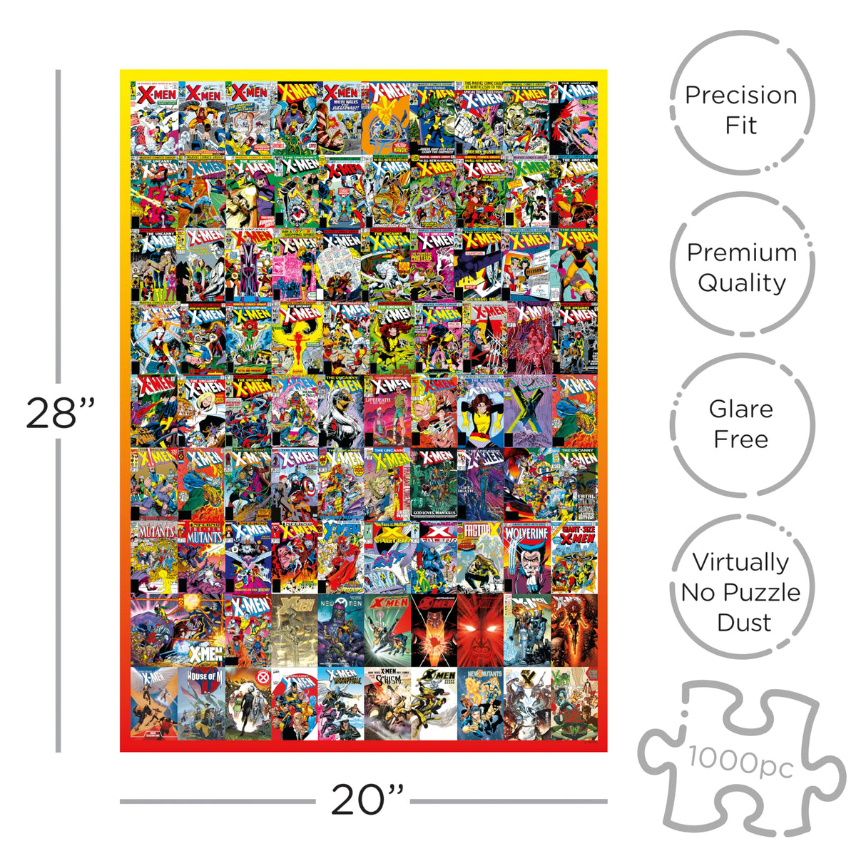 AQUARIUS Marvel X-Men Covers 1000 Piece Jigsaw Puzzle (1000 Piece Jigsaw Puzzle) - Glare Free - Precision Fit - Officially Licensed Marvel Merchandise & Collectibles - 20x28 Inches AQUARIUS
