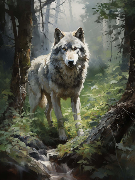 SKRYUIE Paint by Numbers Kit for Adults Beginner Wolf, Acrylic Oil Painting by Numbers Kits with PaintBrushes Paintwork Art Canvas for Home Decor 16x20 inch / 40x50 cm B1844 SKRYUIE