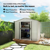 Outsunny 7' x 4' Outdoor Storage Shed, Garden Tool Metal Shed with Foundation Kit, Double Lockable Door, Air Vents and Sloping Roof, for Backyard, Patio, Lawn, White Outsunny