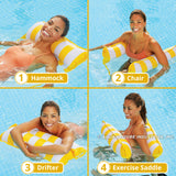 Aqua Original 4-in-1 Monterey Hammock Pool Float & Water Hammock – Multi-Purpose, Inflatable Pool Floats for Adults – Patented Thick, Non-Stick PVC Material – Golden Sunshine Aqua LEISURE