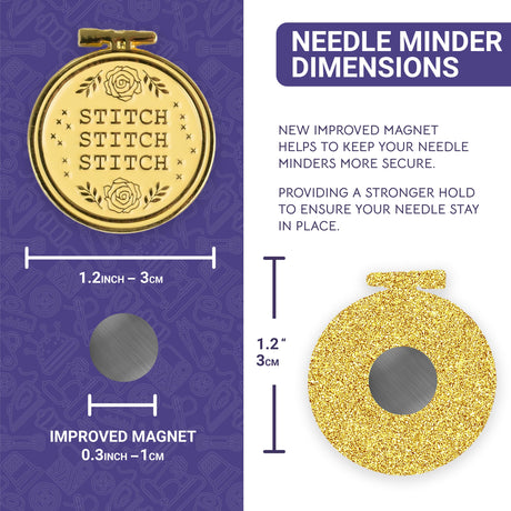 The Quilted Bear Needle Minders - Magnetic Enamel Needle Keeper for Sewing Pins, Sewing Needles, Embroidery Needles, Cross Stitch Needles - Cross Stitch The Quilted Bear