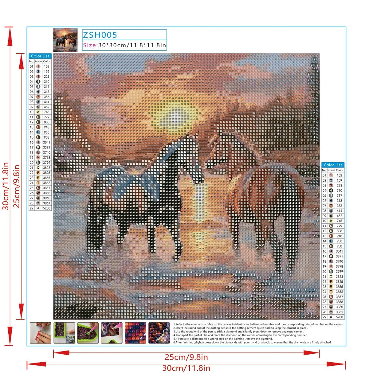 Woteilus Horse Diamond Art Kits for Adults: Stitch Diamond Painting Horse for Beginners Full Drill Round Animal Diamond Art Horses 11.8 x 11.8 inch Woteilus