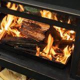 Deko Living Outdoor Wood Burning Fireplace with Wood Storage and Removable Fire Grill - 40 Inch Large Metal Wicker Base Fire Pit for Patio Garden Deck Backyard, Black Deko Living