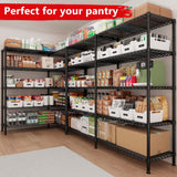 REIBII 5-Tier Heavy Duty Metal Wire Shelves, Industrial Style, 61.7"W x 72.4"H x 15.8"D, 1500 LBS Capacity, Adjustable, Rust Resistant, 2 Pack REIBII