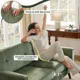 Tbfit 65" W Loveseat Sofa, Mid Century Modern Couches Love Seats for Living Room, Button Tufted Upholstered Small Couch for Bedroom, Solid and Easy to Install Love Seats Furniture, Green Tbfit