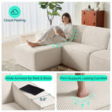 LINSY HOME Oversized Deep Modular Sectional Sofa, Cloud Couch U Shaped 3-Seat Sofa with 2 Ottomans, Corduroy Sectional Couches for Living Room, No Assembly Required, Green LINSY HOME