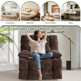 VIKAYAMICS Oversized Rocker Recliner Chair 42” Power Swivel Recliner for Living Room Overstuffed Extra Wide Rocking Recliners with Breathable Soft Fabric Up to 400lbs(Manual Brown) VIKAYAMICS