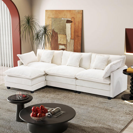 113.4" Modular Sectional Sofa,L Shaped Couch for Living Room,Modern Deep Seat Sofa 3 Seater Chenille Fabric Comfy Cloud Couches with Throw Pillows & Movable Ottoman Hanherry