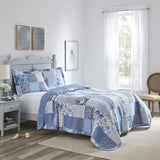 Laura Ashley - King Quilt Set, Reversible Cotton Bedding with Matching Shams, Farmhouse Inspired Home Decor (Paisley Printed Patchwork Blue, King) Laura Ashley