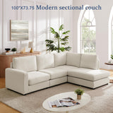 Mofolit 100“ L Shaped Couch with Reversible Chaise Sectional Sofa Corner Couches for Living Room,Apartment and Compact Spaces(Cream) Mofolit