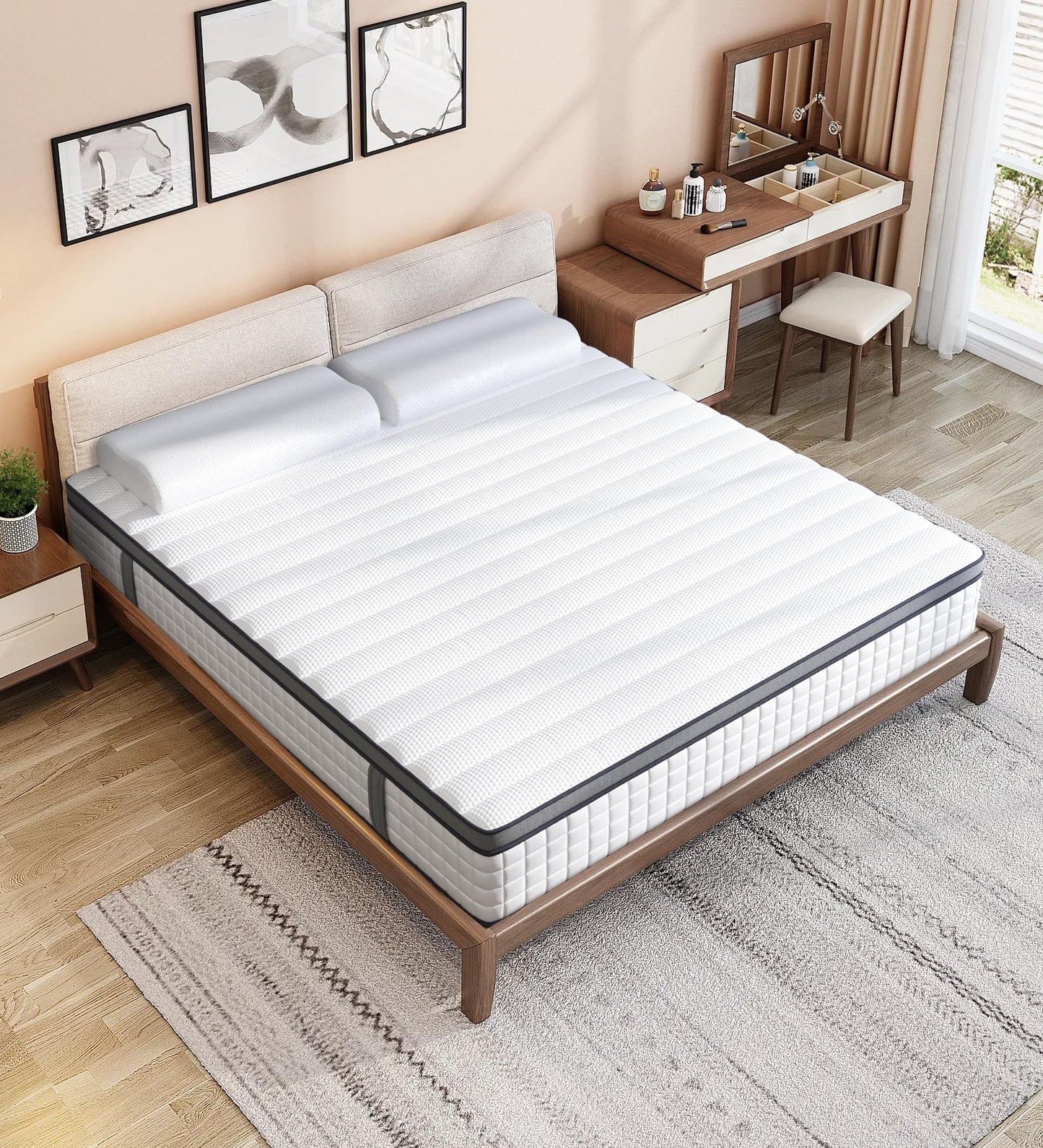 elitspace Full Size Mattress,12 Inch Full Mattress in a Box,Hybrid Memory Foam Spring Full Mattresses,Soft and Comfort Medium Firm Mattress,CertiPUR-US Certified.