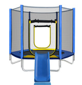 Merax 7FT Trampoline with Slide and Ladder for Kids, Easy Assembly Round Outdoor Recreational Trampoline with Safety Enclosure Net, Blue Merax
