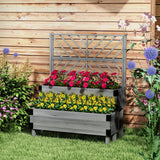 Outsunny Raised Garden Bed with Trellis, 2 Tier Wooden Elevated Planter Box with Legs and Metal Corners for Vegetables, Flowers, Herbs, Gray Outsunny