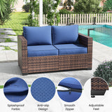 Amopatio Outdoor loveseat Furniture 2-Seat Wicker Patio Love seat, Small Patio loveseat with Water-Resistant Cover & Non-Slip Cushions, Premium Patio Set, Blue Amopatio