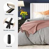 Allewie Queen Size Velvet Bed Frame/Vertical Channel Tufted Wingback Headboard/Upholstered Platform Bed/Strong Wooden Slats/No Box Spring Needed/Easy Assembly/White Allewie