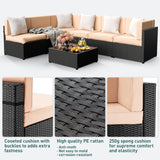 Pamapic 7 Pieces Outdoor Sectional Furniture，Wicker Patio sectional Furniture Sets，All-Weather Rattan Sectional Sofa Conversation Set with Coffee Table and Washable Couch Cushions Covers Pamapic